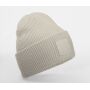 DEEP CUFFED TONAL PATCH BEANIE, NATURAL STONE, One size, BEECHFIELD