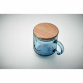 VITRIO MUG - Glazen mok met ribbels 300ml - Transparant Blauw
