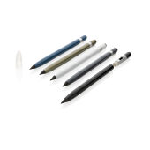 Aluminium inktloze pen met gum, grijs