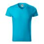 T-shirt men's Slim Fit V-neck blue atoll S