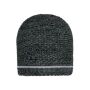 Coarse Knitted Beanie black-melange/silver