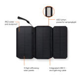 Nordic Drift Titan 10.000mAh solar powerbank met 3 panelen, zwart