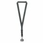 Geweven verstelbare crossbody telefoonhouder met gegraveerde metalen logoplaat
