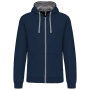 Herensweater met rits en capuchon in contrasterende kleur Navy / Fine Grey XS