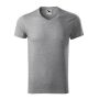 T-shirt men's Slim Fit V-neck dark grey melange S
