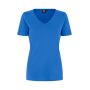 Interlock T-shirt | v-hals | dames - Azur, S