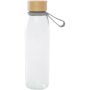 Porto 500 ml glazen waterfles met siliconen handgreep en bamboe deksel - Grijs