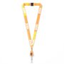 Gerecycled Polyester (rPET) sublimatie lanyard met badge reel met metalen krimp