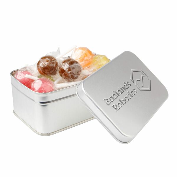 Rechthoekig blik met embossing Zilver Lolly mix Rechthoekig blik met embossing Zilver Lolly mix
