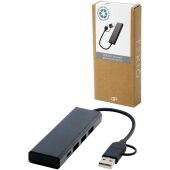 Rise USB 2.0 hub van RCS gerecycled aluminium - Zwart