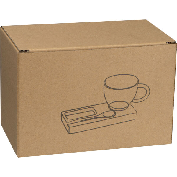 Koffie / Thee setje met een bamboe serveerplankje en bamboe lepel Koffie / Thee setje met een bamboe serveerplankje en bamboe lepel