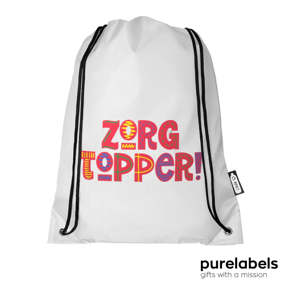 Cadeautje zorgmedewerkers | Rugtasje rPet met trekkoord |  Zorgtopper