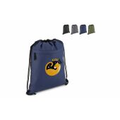 PU gecoorde 600D gerecycled PET trekkoordtas 33 x 42 cm - Zwart