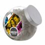 Glazen pot 2 liter, gevuld met snoep Zilver Wilhelmina pepermunt
