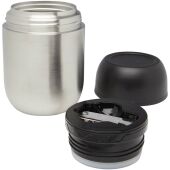 Supo 480 ml dubbelwandige lunchpot van gerecycled roestvrij staal met opvouwbare lepel - Zilver