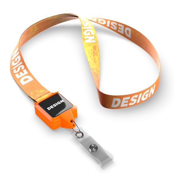 Polyester sublimatie lanyard met vierkante badge reel Polyester sublimatie lanyard met vierkante badge reel