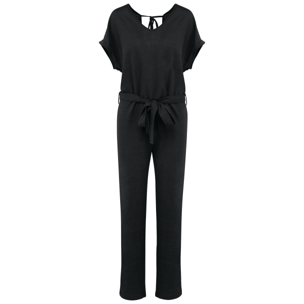 Tricot jumpsuit met korte mouwen voor dames in linnen