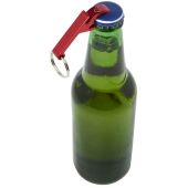 Tao fles- en blikopener van RCS gerecycled aluminium met sleutelhanger - Rood