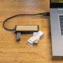 Link RCS gerecycled plastic en bamboe dubbeleUSB-hub, zwart