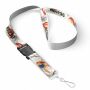 Afneembare polyester keycord met gesublimeerde satijnen overlay