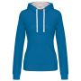Damessweater met capuchon in contrasterende kleur Tropical Blue / White S