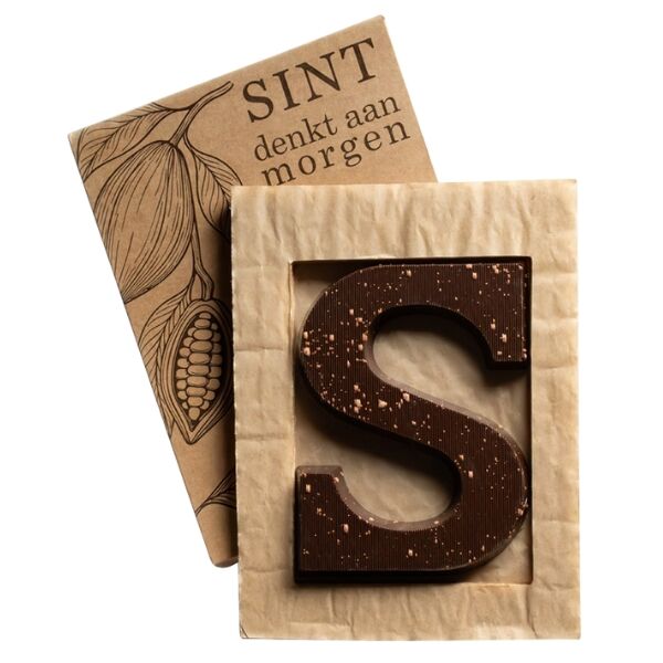 Luxe chocoladeletter puur S bronzen spetters Luxe chocoladeletter puur S bronzen spetters