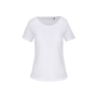Bio dames-t-shirt kraag met onafgewerkte rand korte mouwen White XS