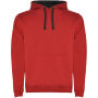 Urban men's hoodie - Red/Solid black - XS