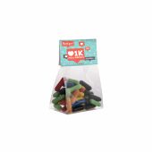 Blokzakje met kopkaartje en 50 gram snoep, Transparant/Wit, Dropstaafjes mix