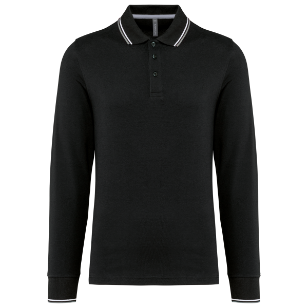 Heren polo van piquétricot met lange mouwen Heren polo van piquétricot met lange mouwen