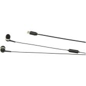 Baekdu bedrade Type-C headset met opbergdoos van gerecycled plastic - Zwart