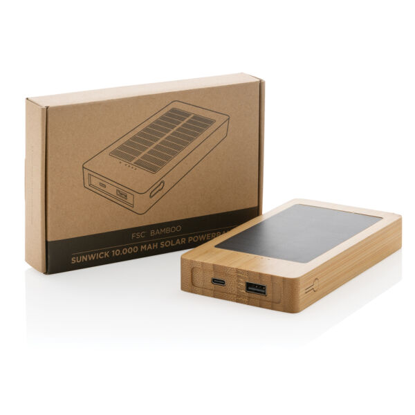 Sunwick 10.000 mAh bamboe solar powerbank, bruin Sunwick 10.000 mAh bamboe solar powerbank, bruin
