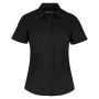 Ladies Short Sleeve Tailored Poplin Shirt, Black, 8, Kustom Kit