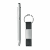 ESCRI SET - Balpen en sleutelhangerset PU - Zilver