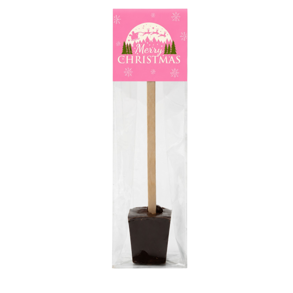 Blokbodemzakje met chocolademelkstick Blokbodemzakje met chocolademelkstick