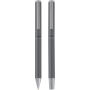 Lucetto cadeauset met balpen en rollerbalpen van gerecycled aluminium (zwarte inkt) - Grijs