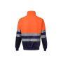 TWO-TONE HIGH VISIBILITY ZIP SWEATSHIRT, FLUO ORANGE / NAVY, 4XL, VELILLA