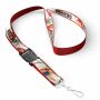 Afneembare polyester keycord met gesublimeerde satijnen overlay