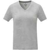 Somoto Dames T-shirt met V-hals en korte mouwen - Gemêleerd grijs - XS