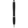 Nash RCS balpen met stylus van gerecycled plastic met gekleurde behuizing en zwarte grip (blauwe inkt) - Zwart