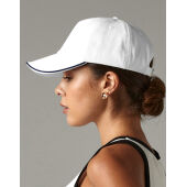 Authentic 5 Panel Cap - Piped Peak - White/French Navy - One Size Authentic 5 Panel Cap - Piped Peak - White/French Navy - One Size