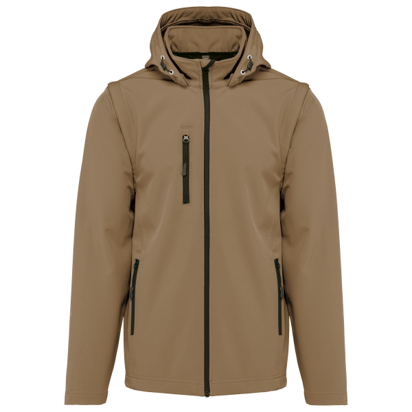 3-laags uniseks softshelljas met afneembare capuchon en mouwen Camel 5XL 3-laags uniseks softshelljas met afneembare capuchon en mouwen Camel 5XL