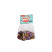 Blokzakje met kopkaartje en 50 gram snoep, Transparant/Wit, Mini choco
