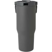 Bronx 900 ml RCS gecertificeerde, vacuüm geïsoleerde beker van gerecycled roestvrij staal en koper met deksel met dubbele functie - Grijs