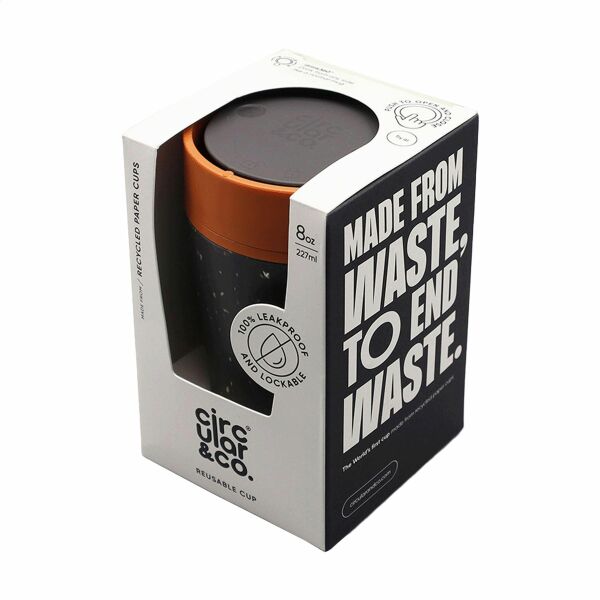 Circular&Co Recycled Coffee Cup 227 ml Kaffeebecher - grau/orange Circular&Co Recycled Coffee Cup 227 ml Kaffeebecher - grau/orange
