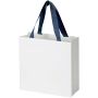 Smartfold papieren tas van 210 g/m² met lintgrepen en een glanzende laminaatlaag - 24 x 10 x 24 cm - Blauw