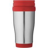 Sanibel 400 ml geïsoleerde thermosbeker - Zilver/Rood