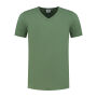 L&S T-shirt V-neck cot/elast SS for him army green 3XL