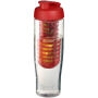 H2O Active® Tempo 700 ml sportfles en infuser met flipcapdeksel - Transparant/Rood