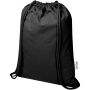 Oregon Blend 140 g/m² GRS recycled drawstring bag 5L - Solid black
